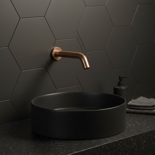 brushed bronze wall mounted sensor tap