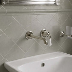 brushed nickel 2 hole basin tap wall mounted 