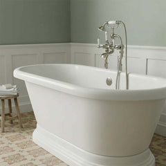 brushed nickel floorstanding bath lever tap with shower in Ireland 