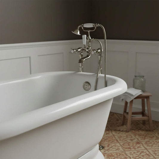 brushed nickel freestanding bath ap with shower kit  1200