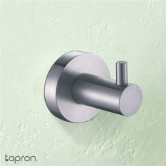 Brushed stainless steel single bathroom robe hook 