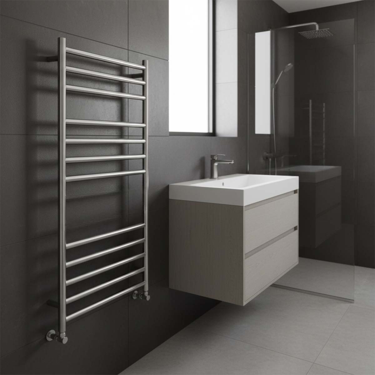 brushed stainless steel towel rail
