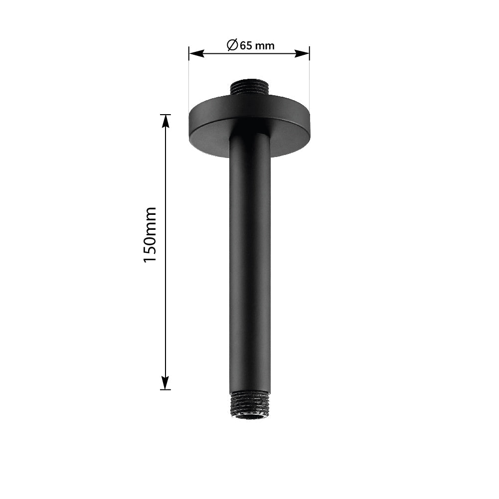 black ceiling shower arm