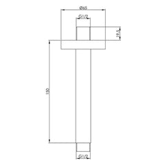 Ceiling shower head arm - Technical drawing