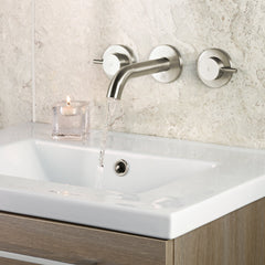 Brushed stainless steel basin tap