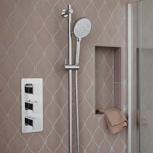 chome shower rail kit with round shower headset 1200