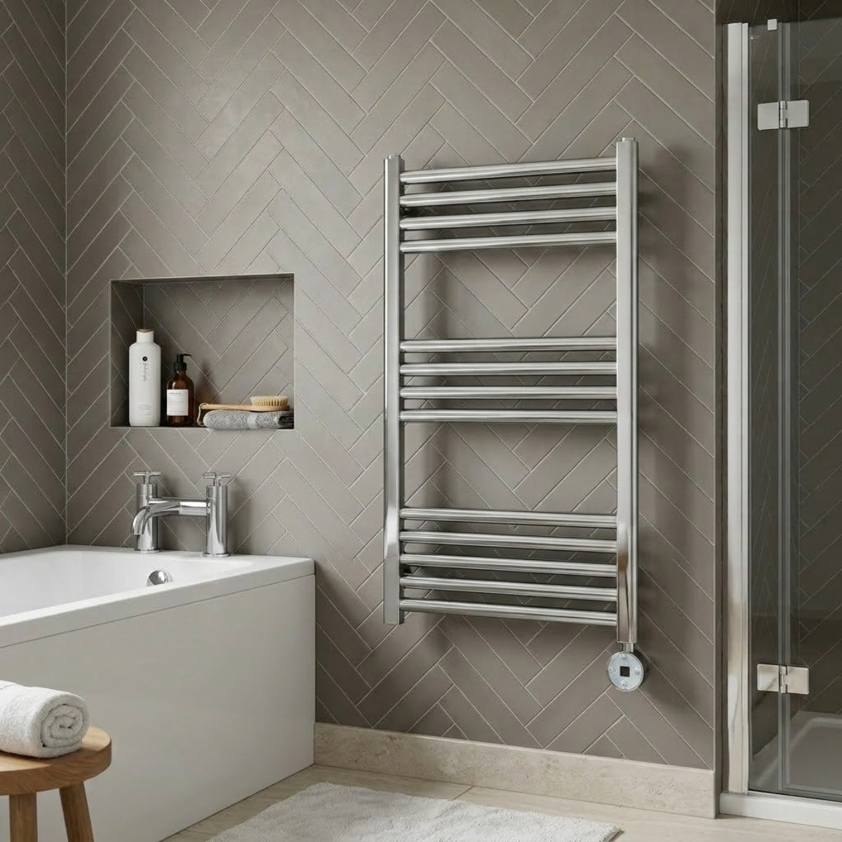 chrome cloakroom electric radiator 800mm - Ireland