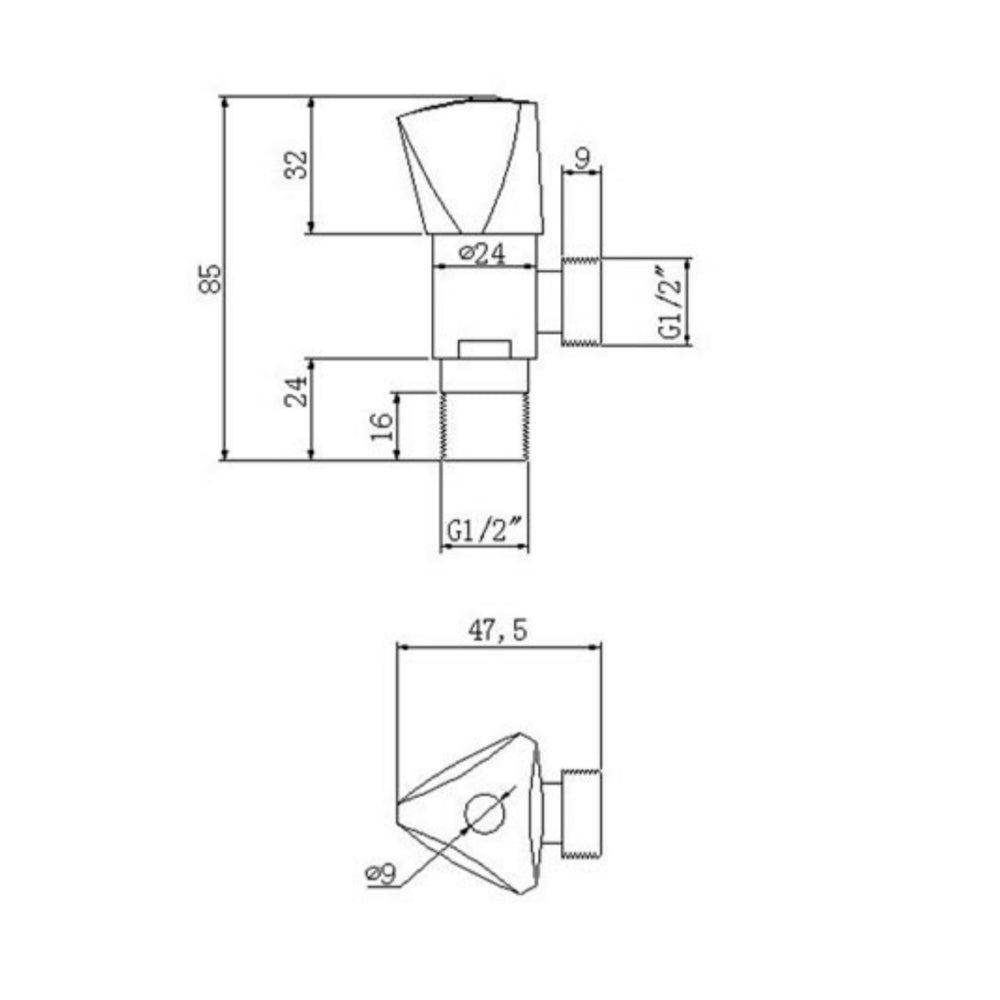 Angle Radiator Valve Dimension