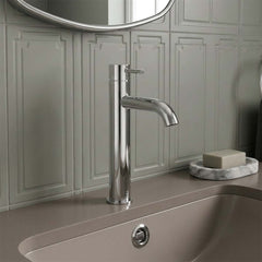 chrome tall basin mixer tap - deck mounted 