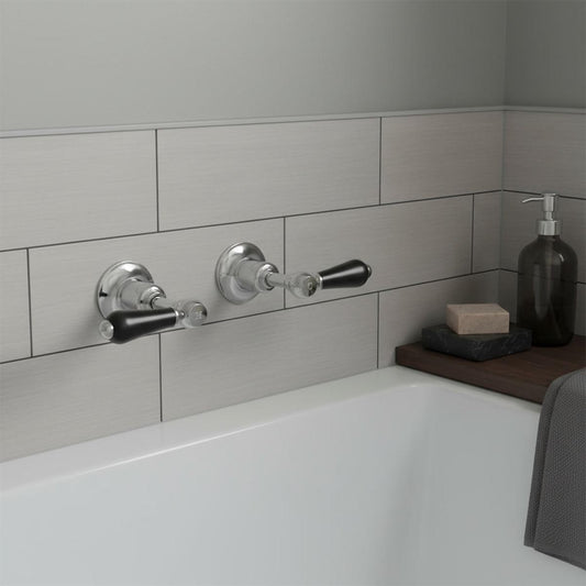 chrome with black levers on off stop bath valves 1200