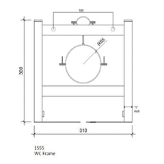 Wall hung toilet frame cistern - Technical drawing