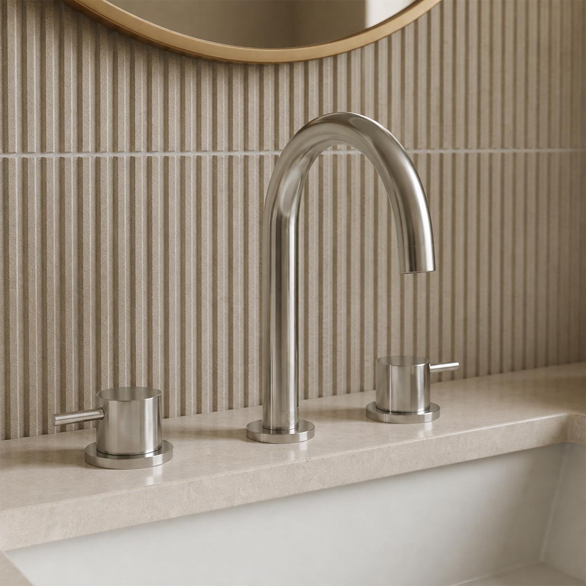 deck mounted 3 hole basin tap - polished chrome