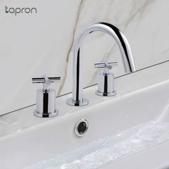 Chrome deck mounted basin mixer tap 