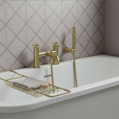 deck mounted bath tap with shower kit brushed brass