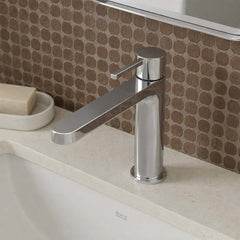 deck mounted  modern single-handle bathroom tap with a polished chrome finish