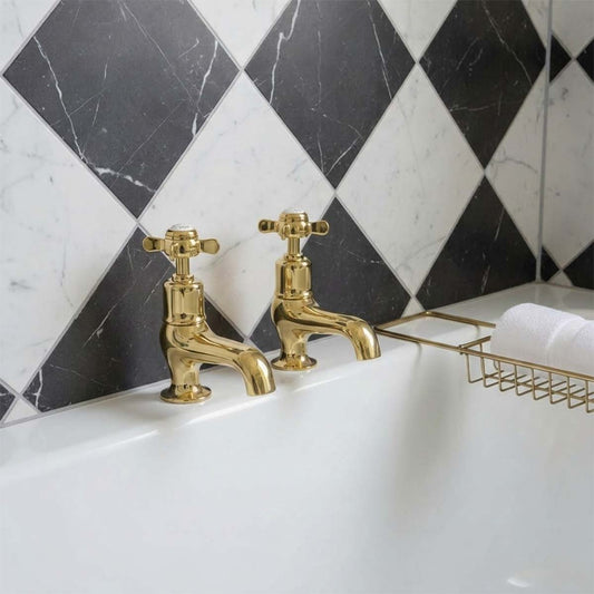 deck mounted pillar bath taps - gold 1200