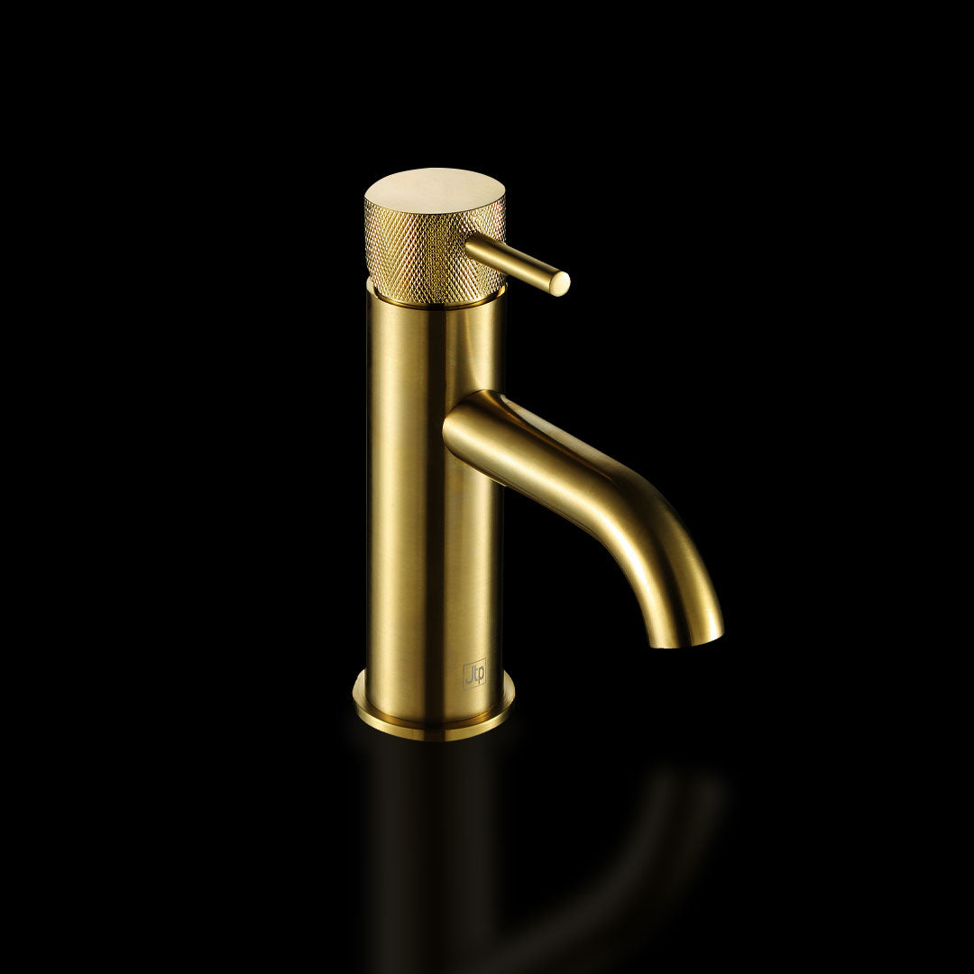 Brushed Gold Basin Taps with Designer Handle