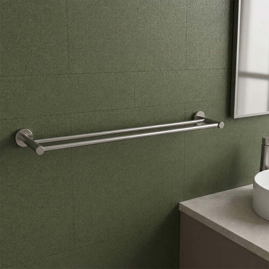 double towel bar in a brushed stainless steel  1200