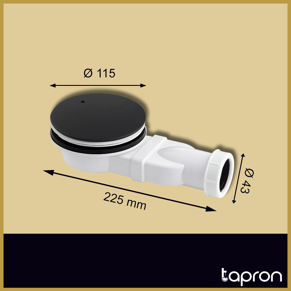 Matt Black Slim Shower Waste-Tapron