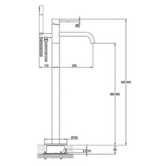 Bath shower mixer tap - Technical drawing