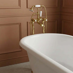 freestanding basth tap polished gold 