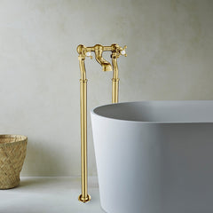 Gold freestanding bath filler tap
