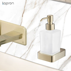 Frosted glass with gold frame soap dispeser