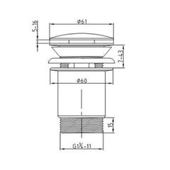 Slotted basin waste - Technical drawing 