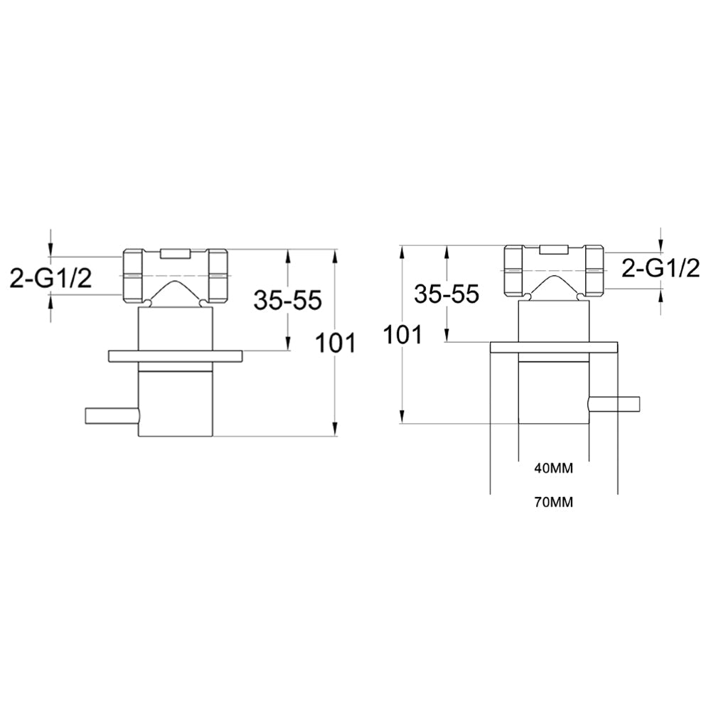 shower valves Technical Drawing