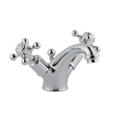 Traditional basin mixer tap with shinny chrome finish