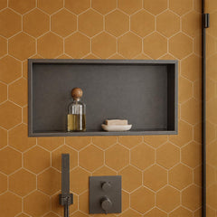 gunmetal bathroom niche for accessories 