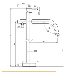 Modern shower handset - Technical drawing