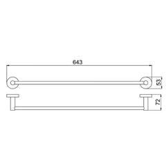 towel holder brushed brass - technical drawing