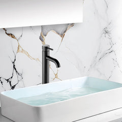 Tall back basin tap with designer handle