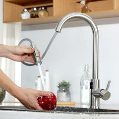 Brushed steel smart kitchen tap