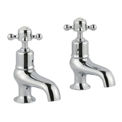 Bathroom pillar taps crosshead chrome finish installed 