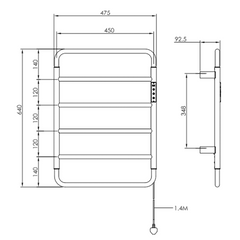 Electric towel radiator - Technical sheet