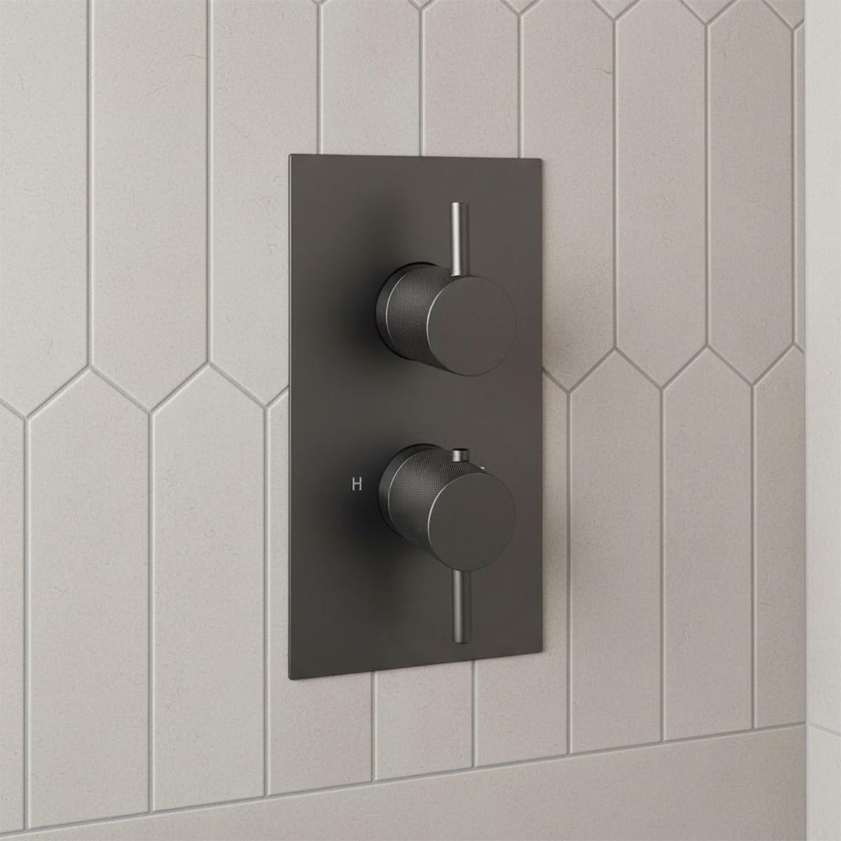 matt black 1 outlet shower valve with knurled handles