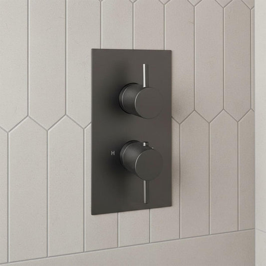 matt black 1 outlet shower valve with knurled handles 1200