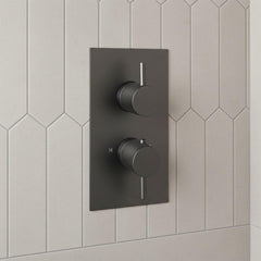 matt black 1 outlet shower valve with knurled handles