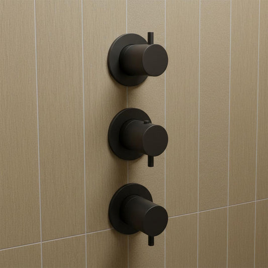 matt black 3 outlets and 3 handles concealed shower valve 1200