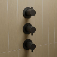 matt black 3 outlets and 3 handles concealed shower valve