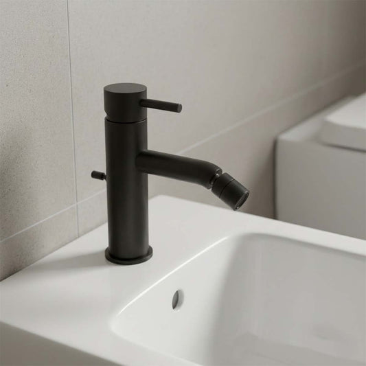 matt black basin mixer tap with pop up waste 1200