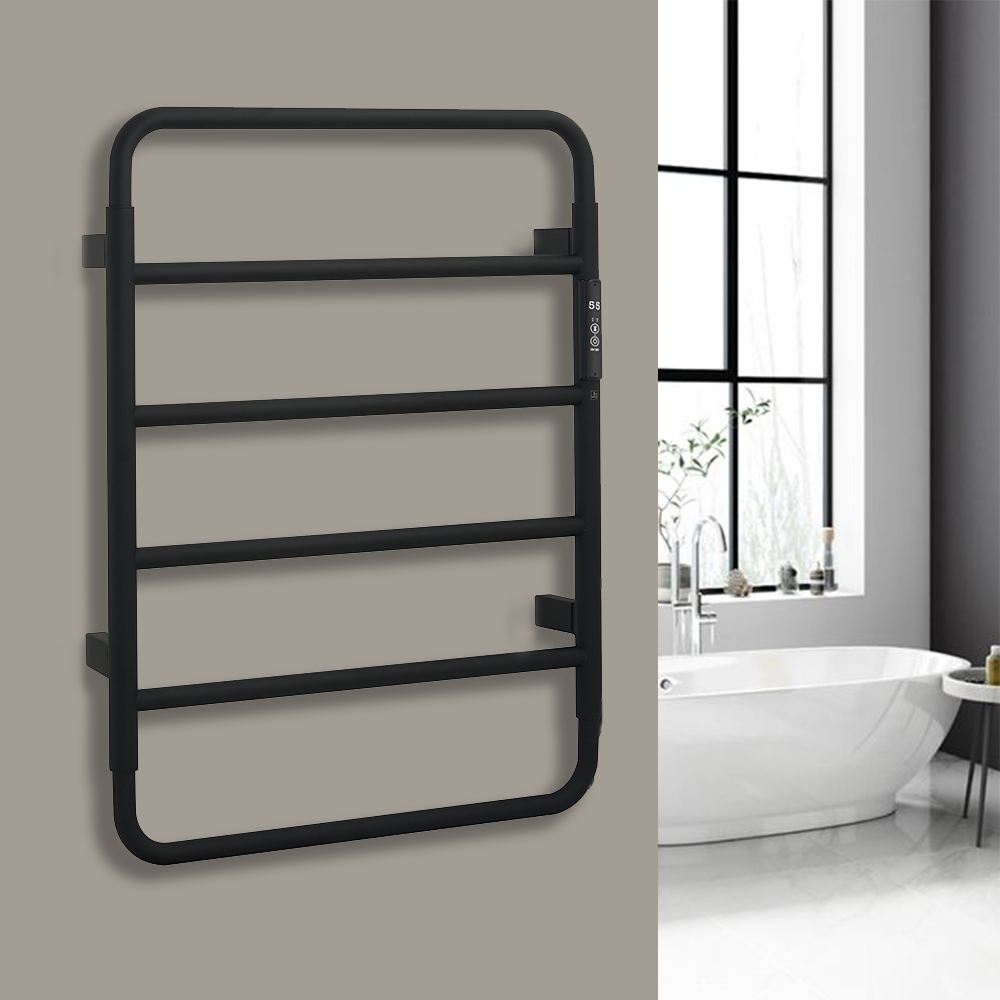 Matt black electric towel radiator