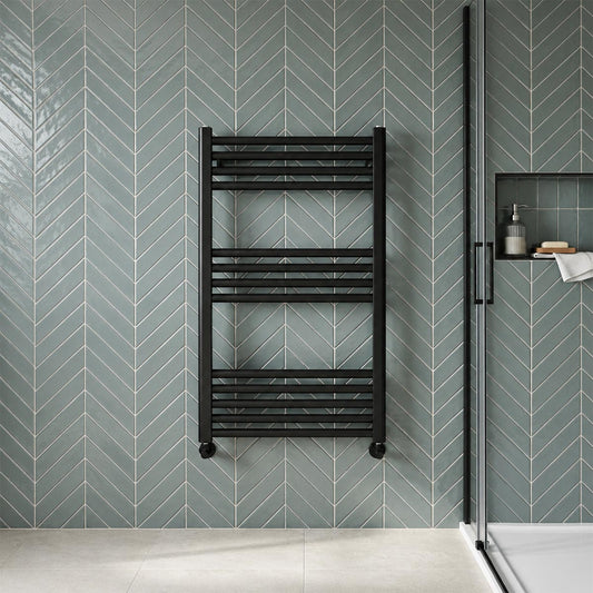 matt black heated towel rail 800mm - Ireland  1200