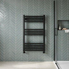 matt black heated towel rail 800mm - Ireland 