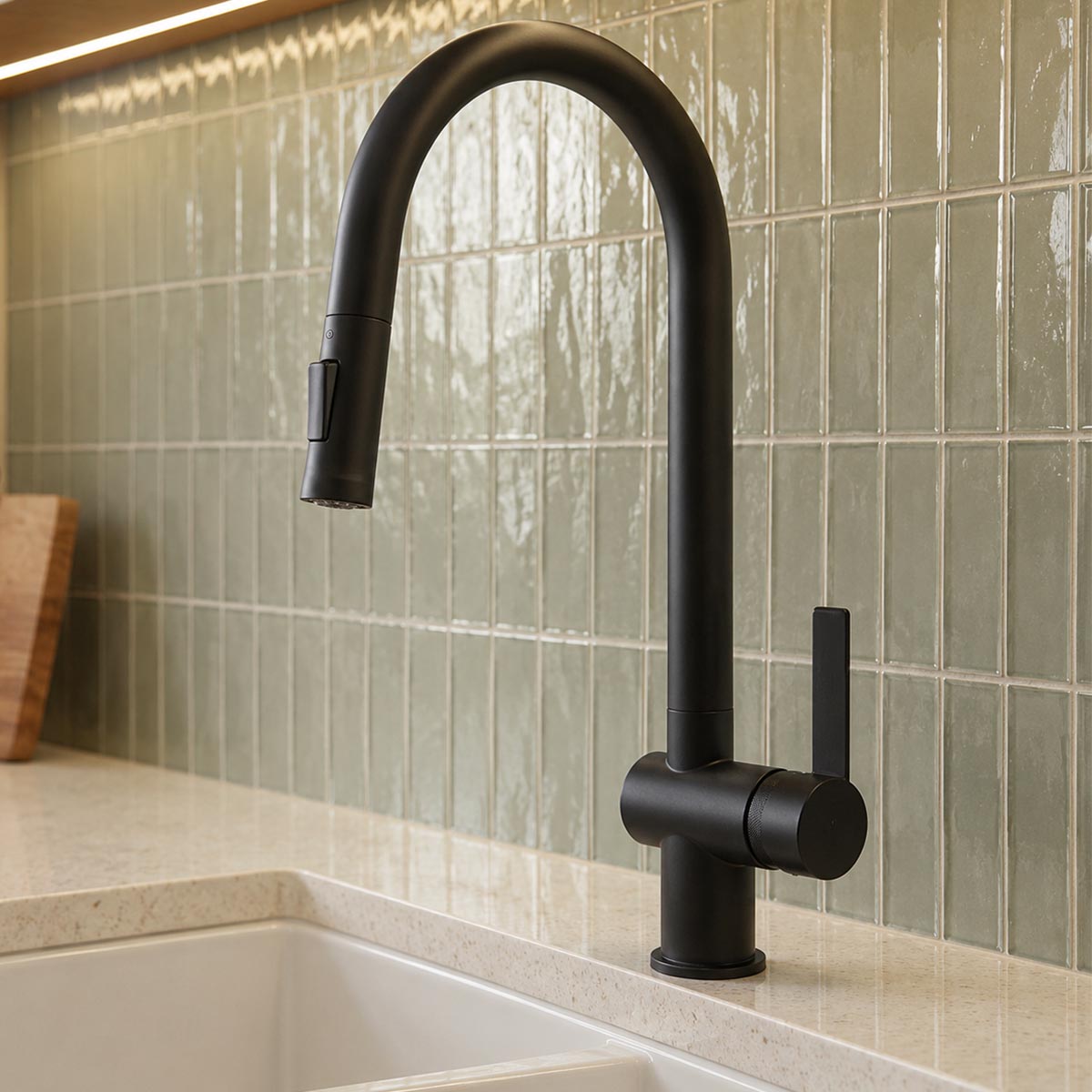matt black kitchen tap with pull out spray in Ireland 