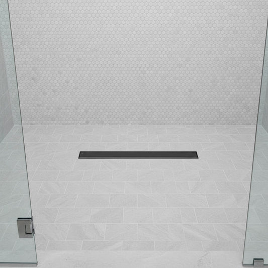 matt black linear shower drain system 1024