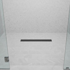 matt black linear shower drain system