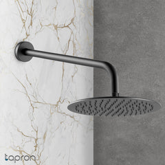 Matt black shower arm and shower head wall mounted